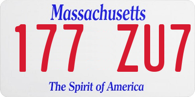MA license plate 177ZU7