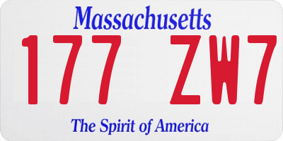 MA license plate 177ZW7