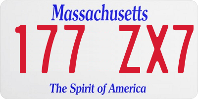 MA license plate 177ZX7