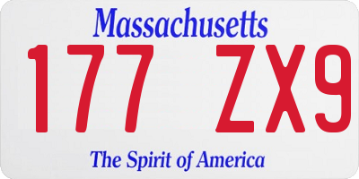 MA license plate 177ZX9