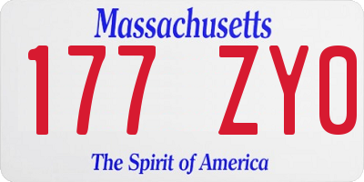 MA license plate 177ZY0