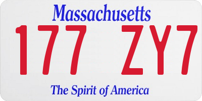MA license plate 177ZY7