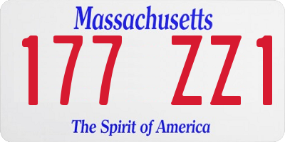 MA license plate 177ZZ1