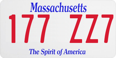 MA license plate 177ZZ7
