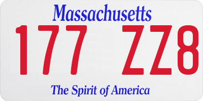 MA license plate 177ZZ8