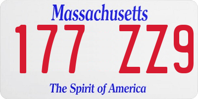 MA license plate 177ZZ9