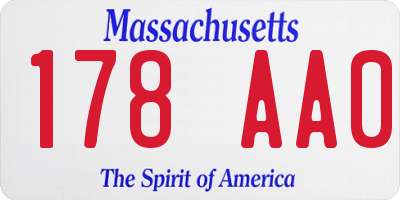 MA license plate 178AA0