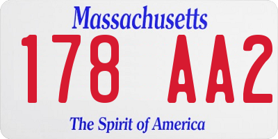MA license plate 178AA2