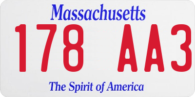 MA license plate 178AA3