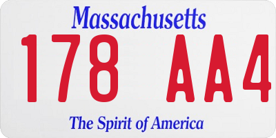 MA license plate 178AA4