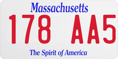 MA license plate 178AA5