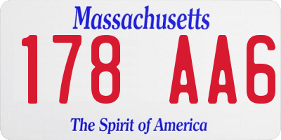MA license plate 178AA6