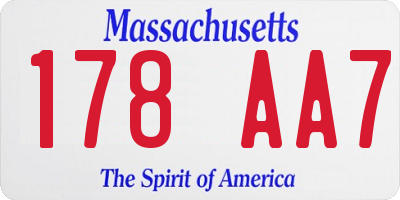MA license plate 178AA7