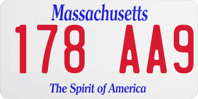MA license plate 178AA9