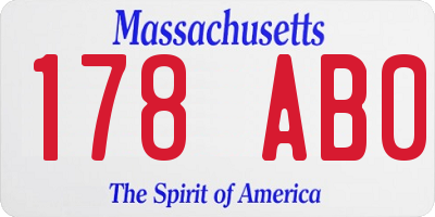 MA license plate 178AB0