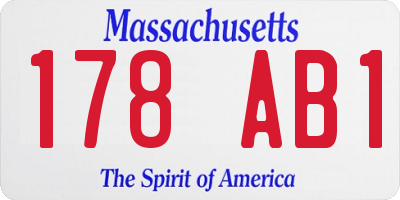MA license plate 178AB1