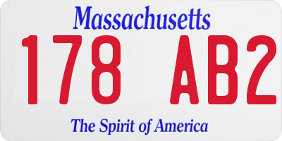 MA license plate 178AB2