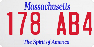 MA license plate 178AB4