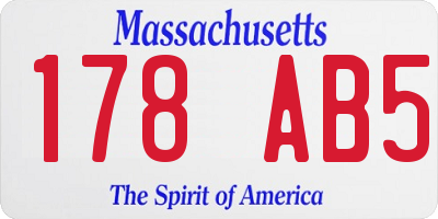 MA license plate 178AB5