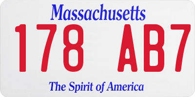 MA license plate 178AB7