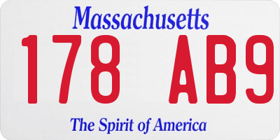 MA license plate 178AB9