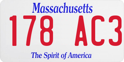 MA license plate 178AC3