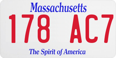 MA license plate 178AC7