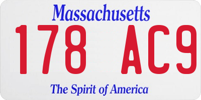 MA license plate 178AC9