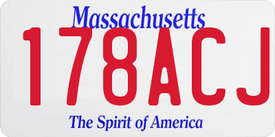 MA license plate 178ACJ