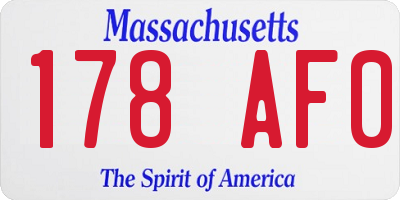 MA license plate 178AF0