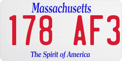 MA license plate 178AF3