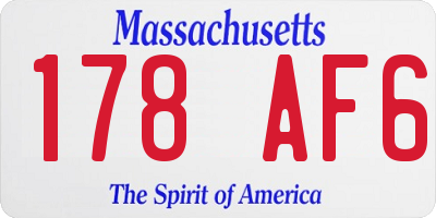 MA license plate 178AF6
