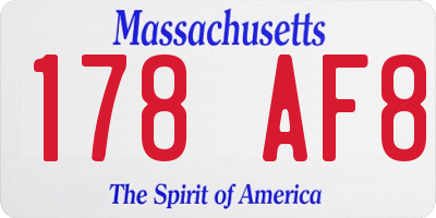 MA license plate 178AF8