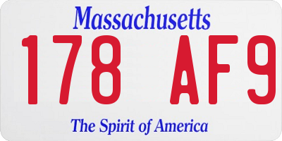 MA license plate 178AF9