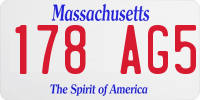 MA license plate 178AG5