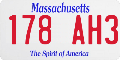 MA license plate 178AH3
