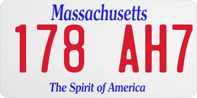 MA license plate 178AH7