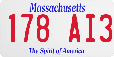 MA license plate 178AI3