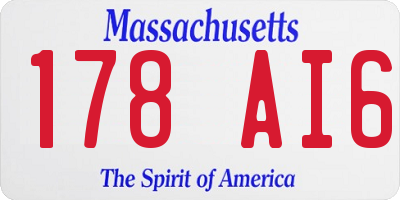 MA license plate 178AI6