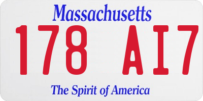 MA license plate 178AI7