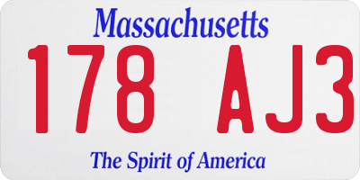 MA license plate 178AJ3