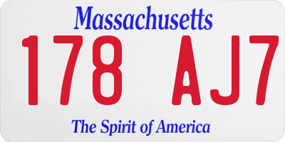 MA license plate 178AJ7
