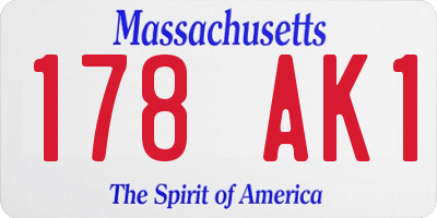 MA license plate 178AK1