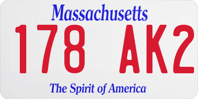 MA license plate 178AK2