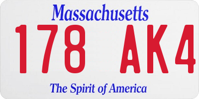 MA license plate 178AK4