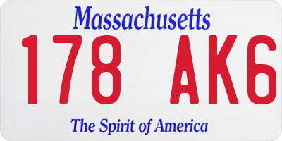 MA license plate 178AK6