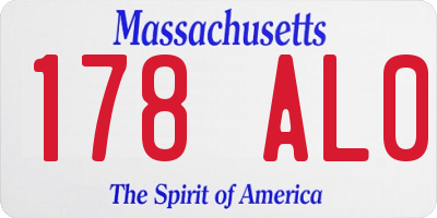 MA license plate 178AL0