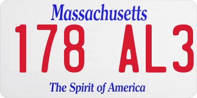 MA license plate 178AL3