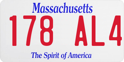 MA license plate 178AL4
