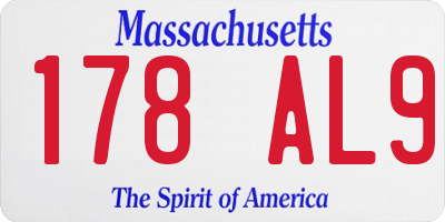 MA license plate 178AL9